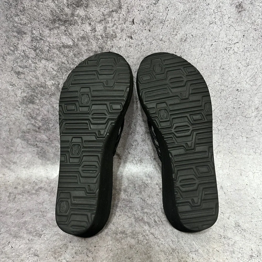 Teva Mush Mandalyn Wedge Ola 2 Sandals Womens 10 Blk Strappy Thong Platform 2